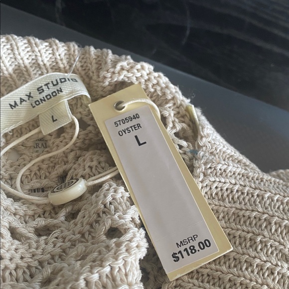 Max Studio London Beige Knit Women's Sweater L - Picture 5 of 6